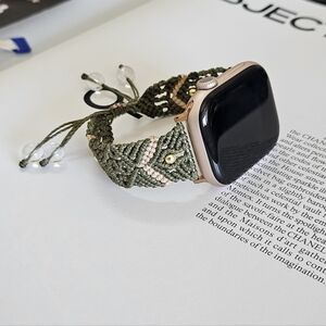 Handmade Watch Band- Olive Green Macramé Adjustable Strap